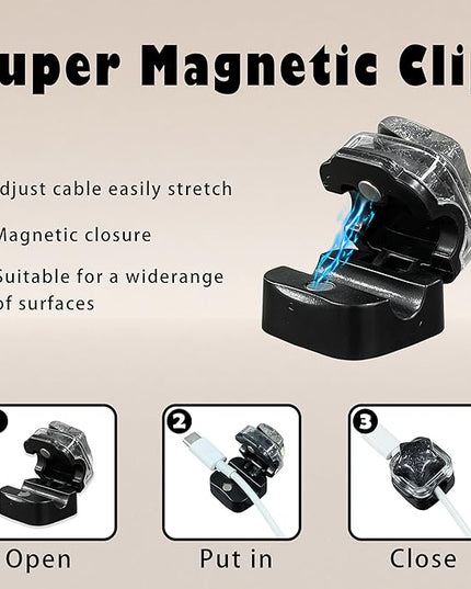 9Pack Magnetic Cable Clips for Nightstand, Adhesive Night-Glowing Cord Holder Organizer for Office Home Desk Wall Car (Black,Star)