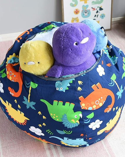 YuppieLife Kids Storage Bean Bag Cover（No Filling）Toy Organizer|Carrying Handle Sofa|Available for Kids and Teenager|Cuddle Chair|Machine Washable and Durable（27“,Dinosaur）