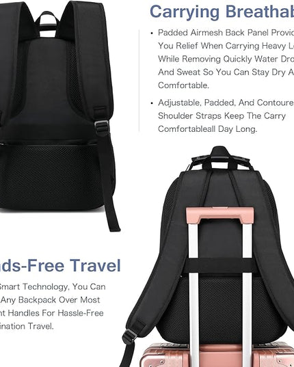 Boavan Laptop Backpack for men, 15.6 inch Laptop Bag with USB Port, Waterproof Travel Work Backpack Purse, Anti-Theft Teacher Nurse Doctor Casual Bookbags Office Business backpack，Sky Blue/Black