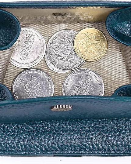 Plinvo Real Leather Small Wallet for Women Coin Pouch RFID Blocking Bifold Credit Card Holder Mini Wallet for Ladies (Blue)