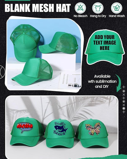 10 Pcs Sublimation Blank Trucker Hats Bulk Mesh Baseball Cap Polyester Mesh Trucker Hat for Men and Women