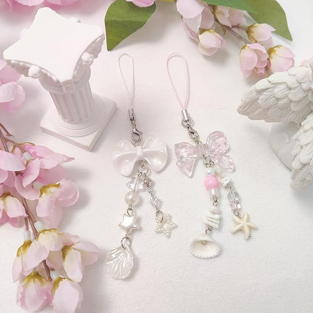 1-4PCS Cute Phone Charms Aesthetic Y2K Cell Phone Charms Strap Strawberry Butterfly Star PhoneCharm Y2K Accessories for Bag Keychain Airpods Camera Pendants Decor