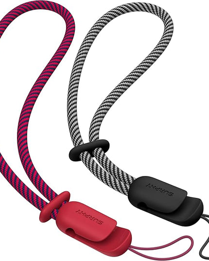 SURPHY 2 Pack Phone Lanyard for Cellphone Case, Phone Wrist Strap for Case, Cellphone Strap with 2-Color Braided, Charm Wrist Lanyard for Women and Men, Cellphone Wrist Lanyard for Women, Red & Black