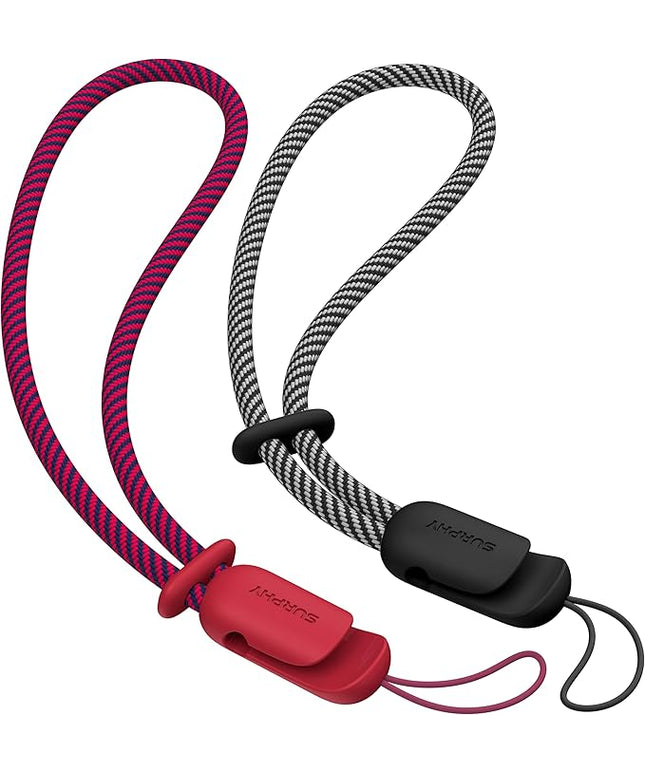 SURPHY 2 Pack Phone Lanyard for Cellphone Case, Phone Wrist Strap for Case, Cellphone Strap with 2-Color Braided, Charm Wrist Lanyard for Women and Men, Cellphone Wrist Lanyard for Women, Red & Black