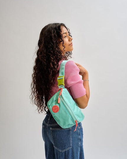Baboon to the Moon Fanny Pack Full Size 3L Water Repellent Waist Bag Crossbody Belt Bag Lightweight Travel Everyday Bag for Men Women, Aqua Drift