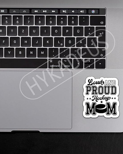 (3Pcs) Loud and Proud Hockey Mom Stickers – Funny Waterproof Vinyl Decals for Laptop, Tumbler, Car, Water Bottle, Book – Hockey Gift for Moms, Mama, 3" x 2.7"
