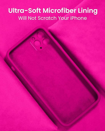 FireNova Designed for iPhone 14 Pro Max Case, Silicone Upgraded [Camera Protection] Case with [2 Screen Protectors], Soft Anti-Scratch Microfiber Lining Inside, 6.7 inch, Hot Pink