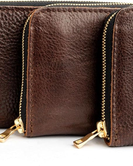 Portland Leather Goods Women's Accordion Zip Wallet – Handcrafted in Durable, Full-Grain Leather – 8 Card Slots & Secure Zippered Pocket – Coldbrew