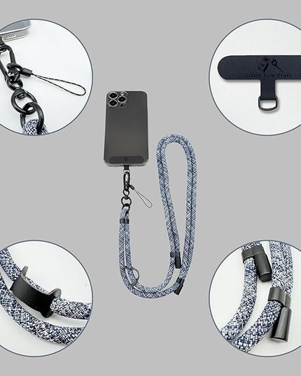 Adjustable Cell Phone Lanyard Crossbody Smartphone Strap Soft Rope Phone Lanyard for Around the Neck Holder (Camo Blue)