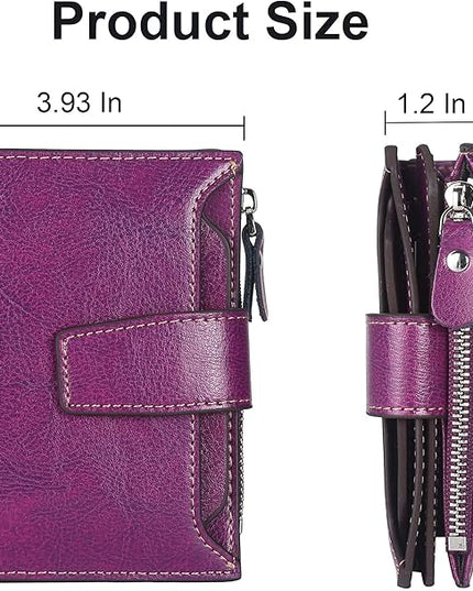 Lavemi Small Compact Women Wallet RFID Blocking Genuine Leather Bifold Purse with ID Windows