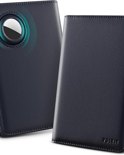 VULKIT Passport Holder with Airtag Slot, Premium Nappa Leather, RFID Blocking Airtag Passport Wallet