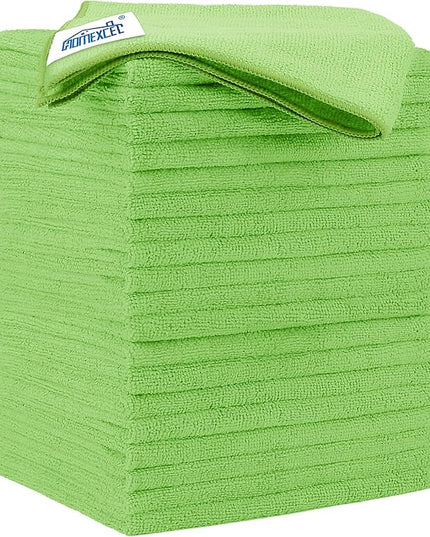 HOMEXCEL Green Microfiber Cleaning Cloth 20 Pack 11.5 x 11.5 Inch Microfiber Towels for Cars Ultra Absorbent Cleaning Rags Lint Free Cleaning Towels for Household Kitchen, Window Car