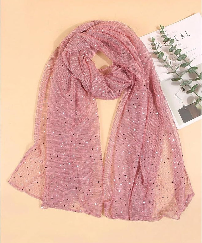 Floerns Women's Sequin Bandana Square Scarf Silk Scarves Mesh Shawl and Wrap for Evening Dresses