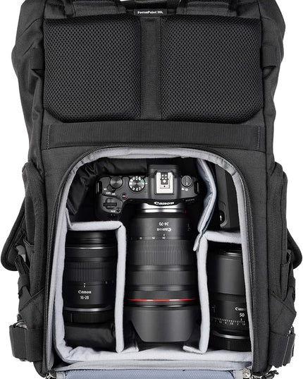 Think Tank FocusPoint 30L RollTop Camera Backpack - Golden Hour: Expandable Travel & Camera Backpack with Laptop Sleeve, Quick Side and Back Access, Rain Cover – Versatile Photography & Travel Bag