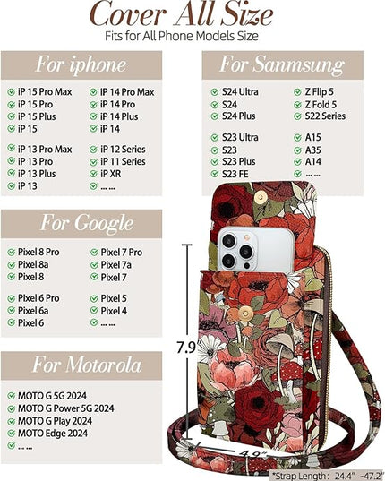 Cute Small Crossbody Purse Cell Phone Bags for Women - Leather Cellphone Wallet Purse with Shoulder Strap