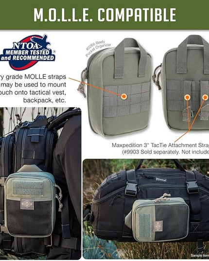 MAXPEDITION Beefy Pocket Organizer, Compact, MOLLE-Compatible, 1000D Nylon Tactical Pouch, Everyday Carry Tool and Gear Storage for Outdoor, Tactical, Survival, 0266
