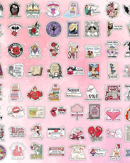 MiStar Smutty Book Stickers for Kindle Adult, 64 PCS, Bookish Spicy Romance Smut Stickers for Kindle Case, iPad, eBook Reader, Matte Waterproof Decorating Booktok Accessories Gifts for Book Lovers