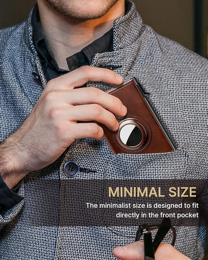 typecase Mens Wallet Card Holder for AirTag: Leather Smart Wallet for Men Compatible with Apple Air Tag, RFID Blocking, Slim, Minimalist - 9-14 Card Capacity | ID Window | Cash Slot (Brown)