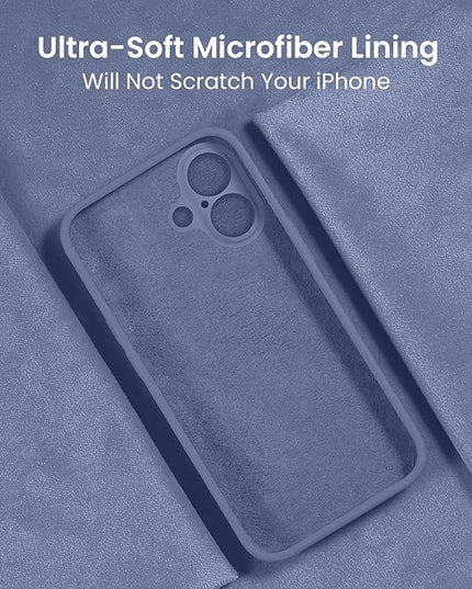 FireNova Designed for iPhone 16 Plus Case, Silicone Upgraded [Camera Protection] Case with [2 Screen Protectors], Soft Anti-Scratch Microfiber Lining Inside, 6.7 inch, Lavender Gray
