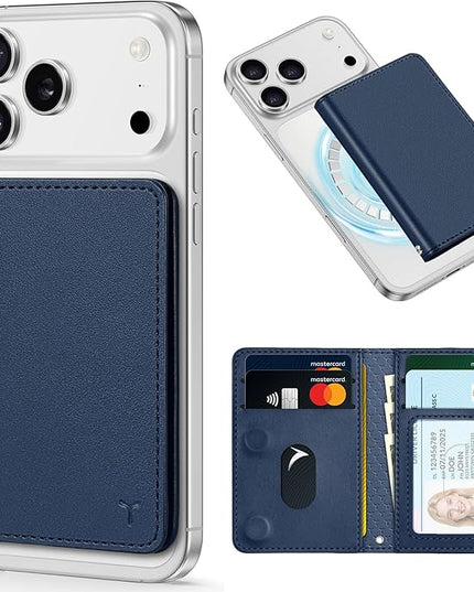 TUCCH for Magsafe Card Holder with Clear ID Window, Fit 6 Cards, RFID Blocking PU Leather Men Women Magnetic Phone Wallet for iPhone 17/16/15/14/13/12/Plus/Air/Pro/Pro Max Series, Blue