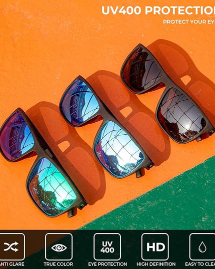KALIYADI Polarized Sunglasses for Men, Lightweight Sun Glasses with UV Protection for Driving Fishing Golf