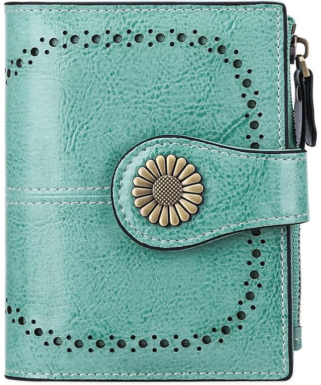 SENDEFN Small Womens Wallet Leather Bifold Card Holder RFID Blocking with Zipper Coin Pocket