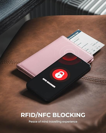 VULKIT Passport Holder with Airtag Slot, Premium Nappa Leather, RFID Blocking Airtag Passport Wallet