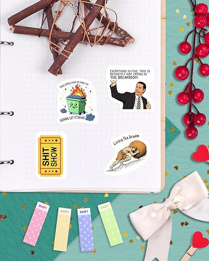 100Pcs Sarcastic Stickers for Adults - Funny Inappropriate Snarky Stickers, Sassy Unhinged Mean Silly Decals for Water Botttle, Laptop - Gag Gifts for Women & Men
