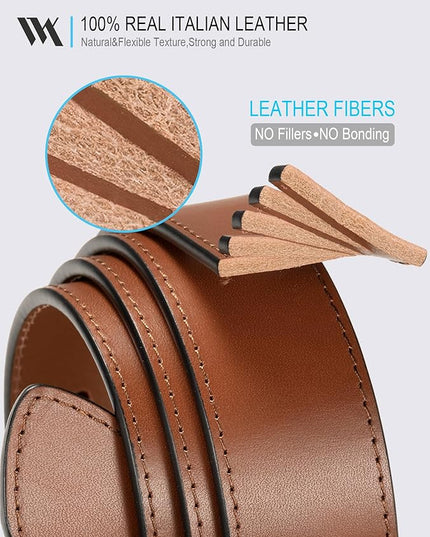 WOLFANT Men's 35mm Dress Casual Belt,100% Italian Full Grain Real Solid Leather