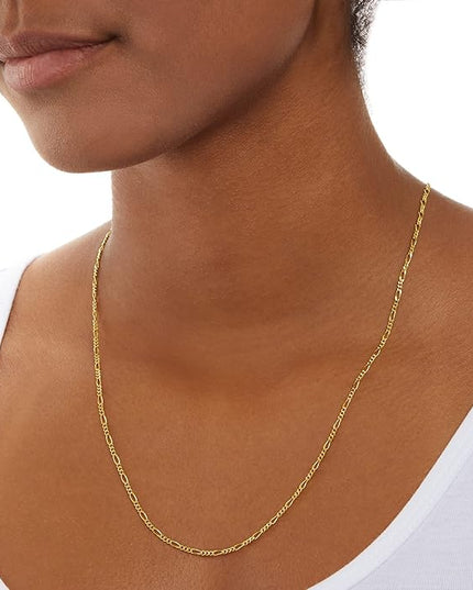 Amazon Essentials 14k Gold or Sterling Silver Plated Figaro Chain Necklace