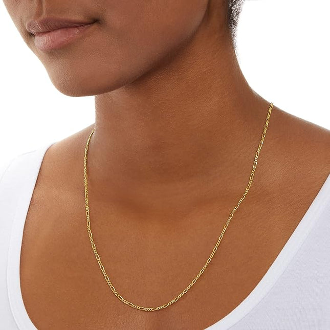 Amazon Essentials 14k Gold or Sterling Silver Plated Figaro Chain Necklace