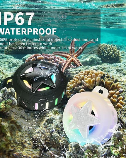 EBODA Bluetooth Shower Speaker, IP67 Waterproof Portable Speakers, Floating, TF Card, Small Outdoor Speaker with LED Light, True Wireless Stereo for Bike, Beach, Paddle Board, Kayak, Gifts