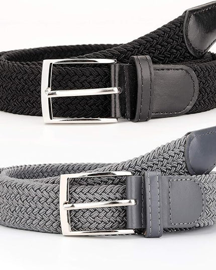 Radmire 2 Pack Elastic Braided Woven Canvas Belts for Men and Women