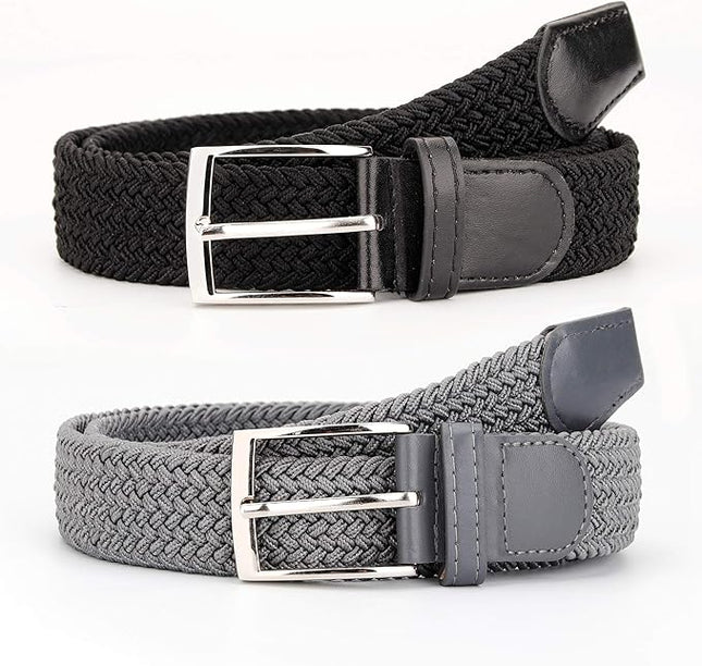 Radmire 2 Pack Elastic Braided Woven Canvas Belts for Men and Women