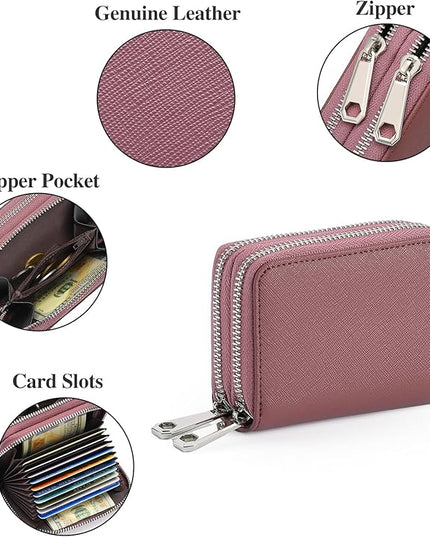 GOIACII Small Genuine Leather Wallet for Women, RFID Blocking Credit Card Holder Wallet