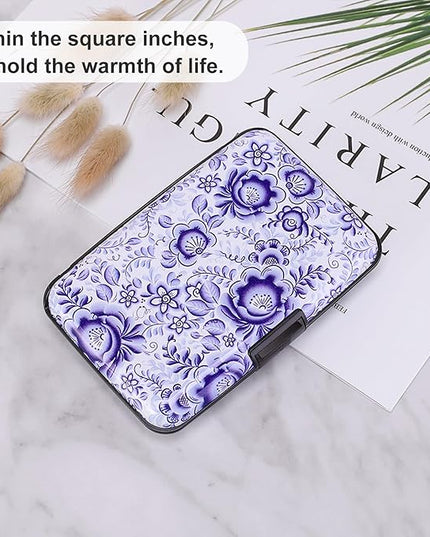 ELFISH Mini RFID Aluminum Wallet Credit Cards Holder Business Card Case Metal ID Case for Men Women (Camellia)