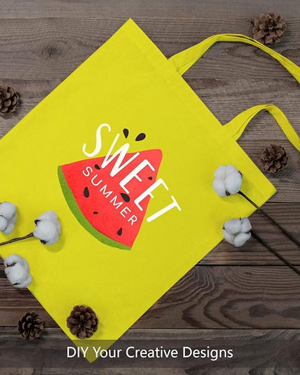 TOPDesign 6-Pack Economical 16"x15" Yellow Cotton Tote Bag, Lightweight Medium Reusable Grocery Shopping Cloth Bags, Suitable for DIY, Advertising, Promotion, Gift, Activity