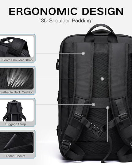 Vacuum Seal Travel Backpack 45L Expandable Air Compression System Water Resistant 17 Inches Laptop Backpack for Women & Men with USB Charging Port- Vacuum Pump Included
