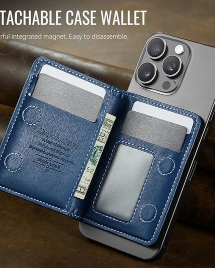Defencase for Magsafe Wallet Magnetic Card Holder RFID Blocking, PU Leather Minimalist Phone Wallet for MagSafe Phones and Cases for iPhone 17/16/ 15/14/ 13/12/ Pro/Max/Plus/Air, Dark Blue