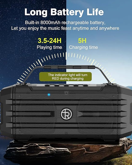 Bluetooth Speaker 120W Peak 80W Portable Wireless Hi-Fi Loud Outdoor IPX6 Waterproof Big Party Speakers with Deep Bass, TWS Pairing, DSP Sound Boombox for Home Camping Beach
