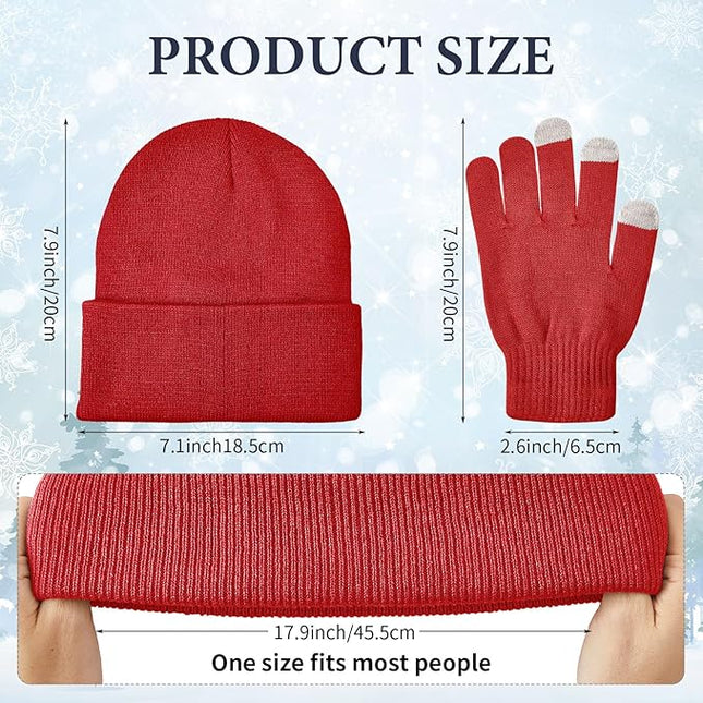 48 Pcs Bulk Winter Knit Beanies Gloves Men Women Warm Beanie Touchscreen Gloves Set Cozy Winter Accessories
