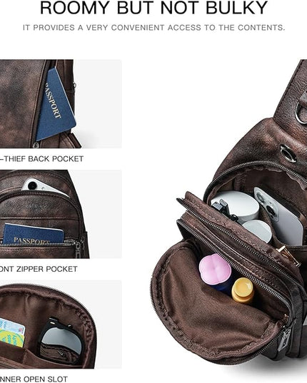 Sling Bag For Women Faux Leather Small Casual Daypack Backpack Fanny Pack Crossbody Chest Bags Purse