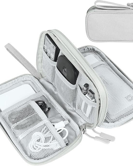 FYY Travel Cable Organizer Bag Pouch Electronic Accessories Carry Case Portable Waterproof Double Layers All-in-One Storage for Cord, Charger, Phone, Earphone Grey