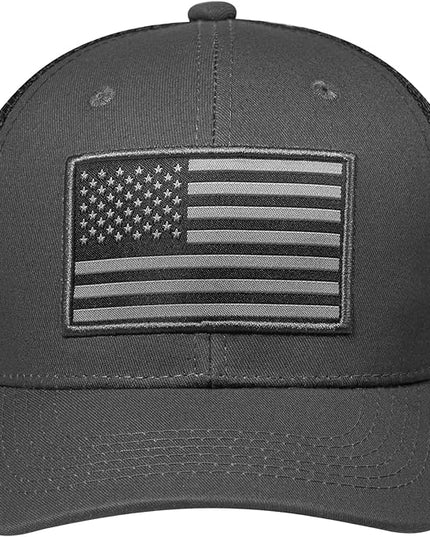 AURR American Flag Trucker Hat, Patriotic Baseball Cap for Men & Women, Breathable Mesh Adjustable Snapback, USA Flag Patch
