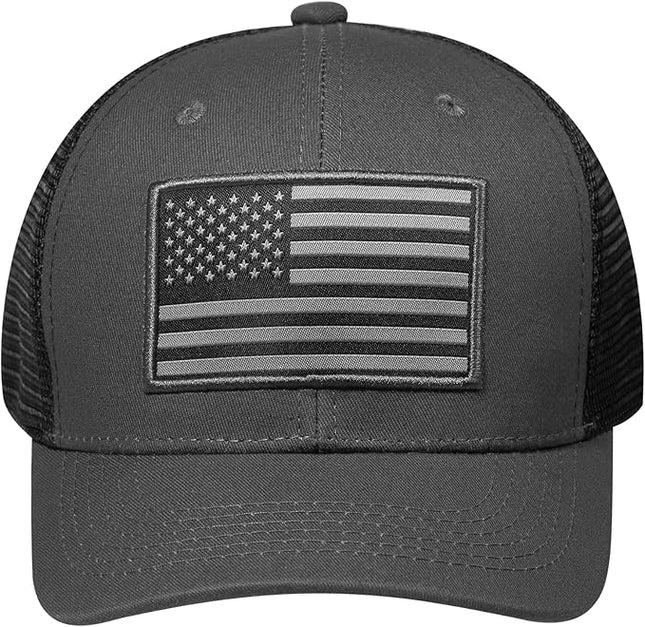 AURR American Flag Trucker Hat, Patriotic Baseball Cap for Men & Women, Breathable Mesh Adjustable Snapback, USA Flag Patch