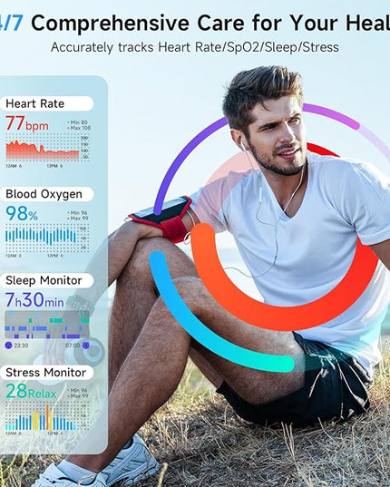 Smart Watch for Women Android iPhone, Alexa Built-in, 1.8" Smartwatch with Heart Rate/SpO2/Sleep Monitor, IP68 Waterproof Activity Fitness Tracker with Bluetooth Call, 100+ Sport Mode, DarkGreen