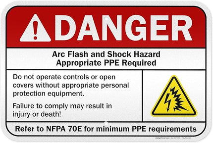 Danger Arc Flash And Shock Hazard Appropriate PPE Required Sign, 12x18 Inches, 3M EGP Reflective .063 Aluminum, Fade Resistant, Made in USA by My Sign Center