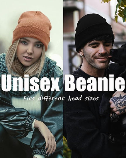 100% Cotton Beanies for Men Women Cotton Hats Soft Warm Unisex Cuffed Plain Skull Hat Autumn Winter Slouchy Knitted Cap