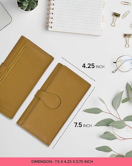 Real Leather Women Wallet Leather with RFID Blocking -Trifold Card Holder Designer Ladies Clutch with ID Window Wallets