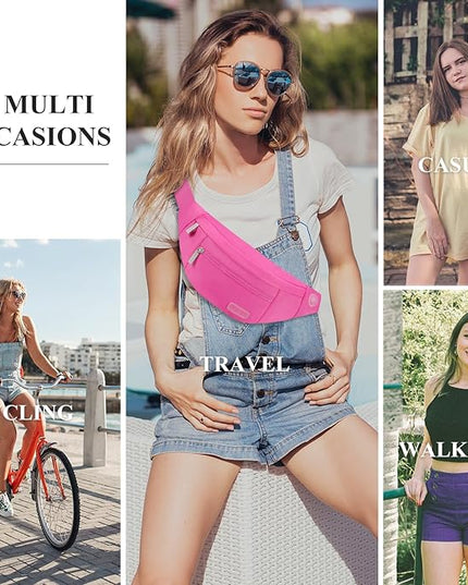 MAXTOP Large Crossbody Fanny Pack with 4-Zipper Pockets,Gifts for Enjoy Sports Festival Workout Traveling Running Casual Hands-Free Wallets Waist Pack Phone Bag Carrying All Phones